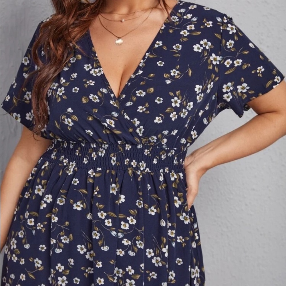Boho Plus Size Floral Print A Line Dress - Picture 4 of 14